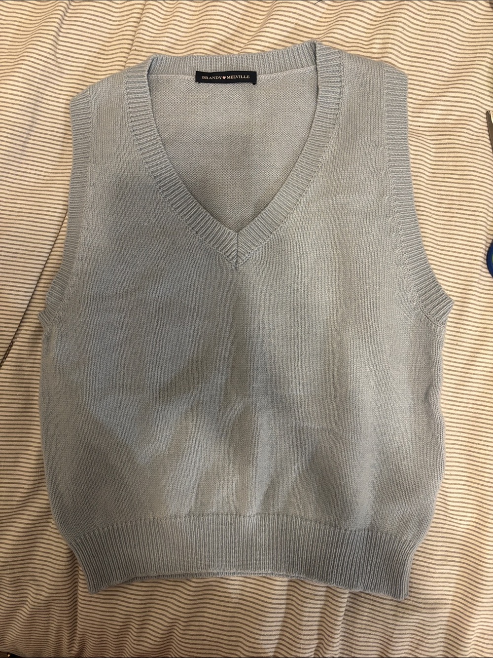 Brandy Melville Pale Blue V-Neck Knit Vest